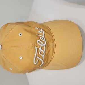 Titleist FootJoy Hat Baseball Cap Embroidered Logos Yellow Gold Golf Adult OS